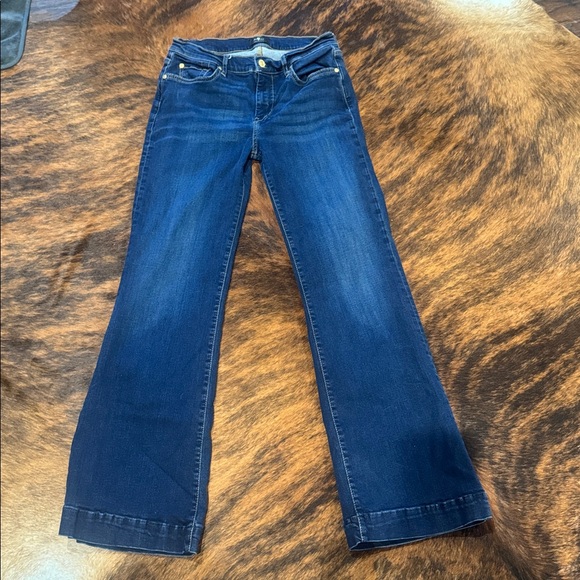 7 For All Mankind Dark Blue Dojo Flare Tailorless jeans Jeans - Picture 5 of 7